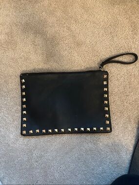 Black Studded Wristlet Clutch